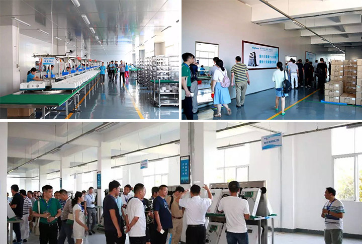 The guests also visited the assembly line production process, material warehouse, product aging process, etc.